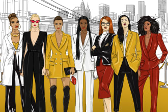 draw a professional fashion illustration