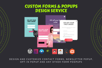 design newsletter popup form, opt in form or custom wp forms