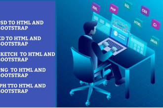 do PSD, sketch to responsive html, bootstrap, wordpress elementor pro