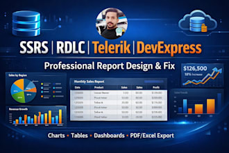 design or fix ssrs, rdlc, telerik and devexpres reports