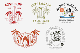 make retro surf logo or illustration design for tshirt