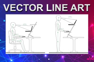 draw vector line art or instruction manual  art