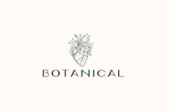 design botanical handdrawn illustration logo design