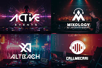 do dj music logo, studio record or band, edm, rap rock producer,singer design