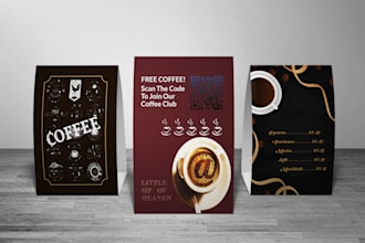 create table tent, menu, and table calendar design within 24 hours