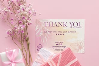 design amazon etsy thank you card, product insert,