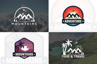 create outdoor adventure mountain hiking tourism transport travel logo design