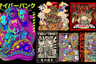 create t shirt illustration japan style