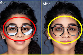 remove object, and glare from glasses in photoshop perfectly