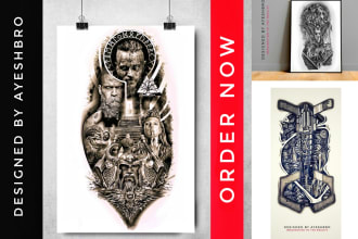 draw professional sleeve tattoo design for you