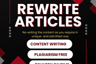 rewrite or write articles unique and plagiarism free