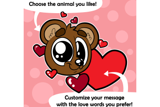 draw sweet animals with love messages