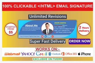 create professional clickable HTML email signature for your mail
