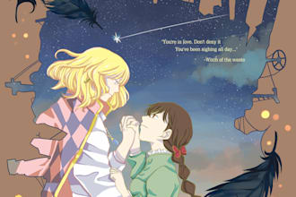design anime style postcard or poster