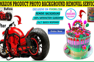 do amazon product photo background removal with editing in 3 hours