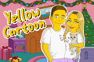 draw simpsonized couple portrait