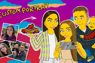 draw simpsonized couple portrait