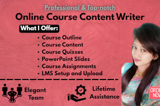 create online course content, lesson plan, course curriculum