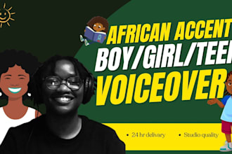 record an african child teen or youthful voice over
