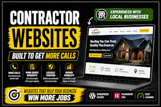design contractor, roofing, hvac, garage door, plumbing website with local SEO