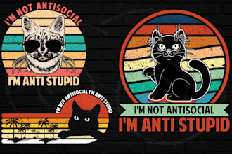 create vintage retro cat t shirt design