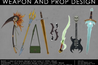 draw or design weapons and props