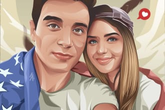 create a professional vector cartoon couple from your photo in 24 hours