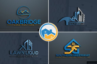 design unique real estate, construction, home, property and mortgage logo