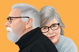 draw your photo into couple portrait illustration for gift