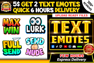 design text word font emotes and emojis for youtube, twitch, kick, and discord