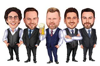 do family,office, team,corporate,group cartoon caricature