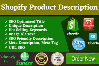 write unique shopify product description and seo optimized title