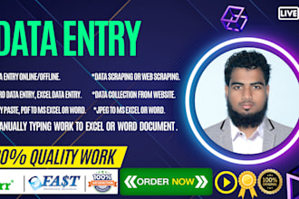 do fastest data entry, web research, pdf to word converter