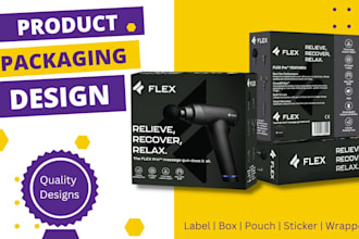 design elegant product packaging design, box, label, pouch