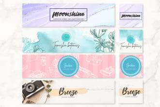 make etsy shop banner, cover photo, thank you card, business card