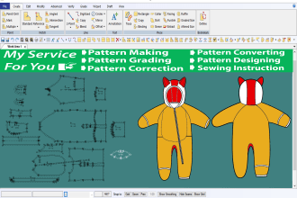 make clothing sewing pattern, do grading, editing and convert