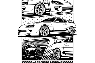 create cool car illustration with manga style
