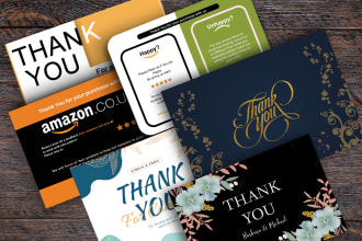 do amazon thank you card design, package insert, product insert design