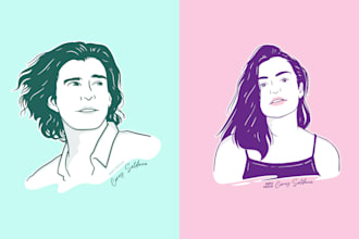 hand draw your photo portrait in simple 1 tone color