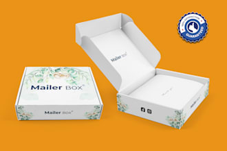 create box design, mailer subscription box design and mockup