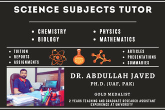 tutor you biology, physics, chemistry and mathematics