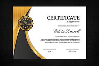 do custom certificate design in 24hr