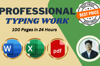 do accurate fast typing job of 100 pages within 24 hours, your typist