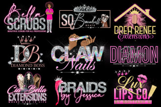 do lip gloss feminine eyelash hair kids boutique nail beauty salon logo design