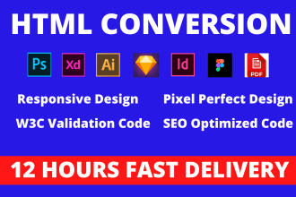 convert psd to html, xd to html, sketch to html, figma to html