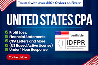build a US CPA profit loss, financial statement, CPA letter