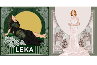 draw an art nouveau illustration for custom projects