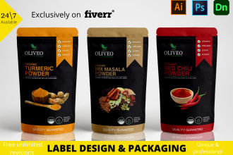 do premium product label, box package, pouch bag design for brand