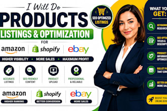do amazon products listings and optimization shopify, ebay and walmart listings
