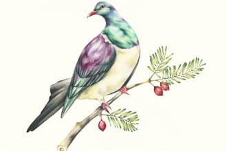 paint traditional media bird illustrations